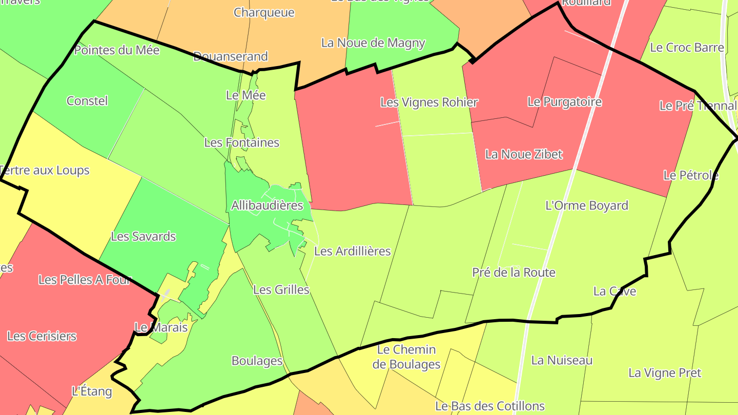 Carte des prix de l'immobilier Allibaudières
