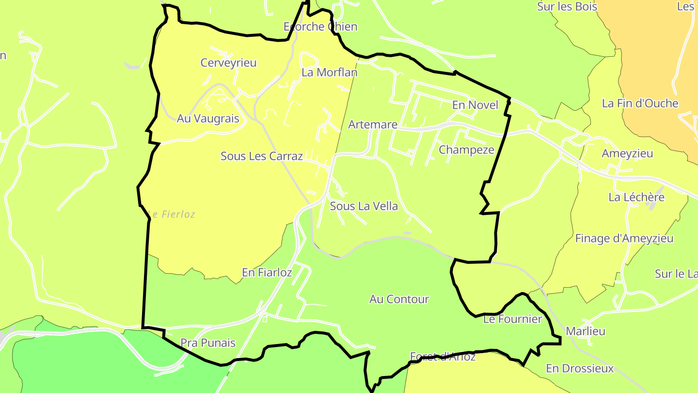 Carte des prix de l'immobilier Artemare