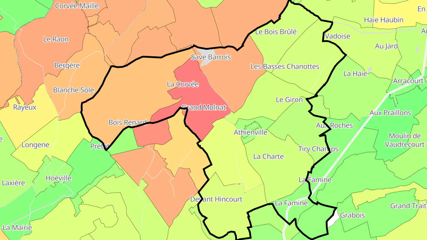 Carte des prix de l'immobilier Athienville