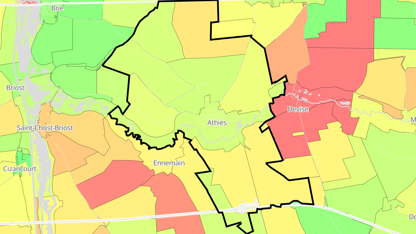 Carte des prix de l'immobilier Athies