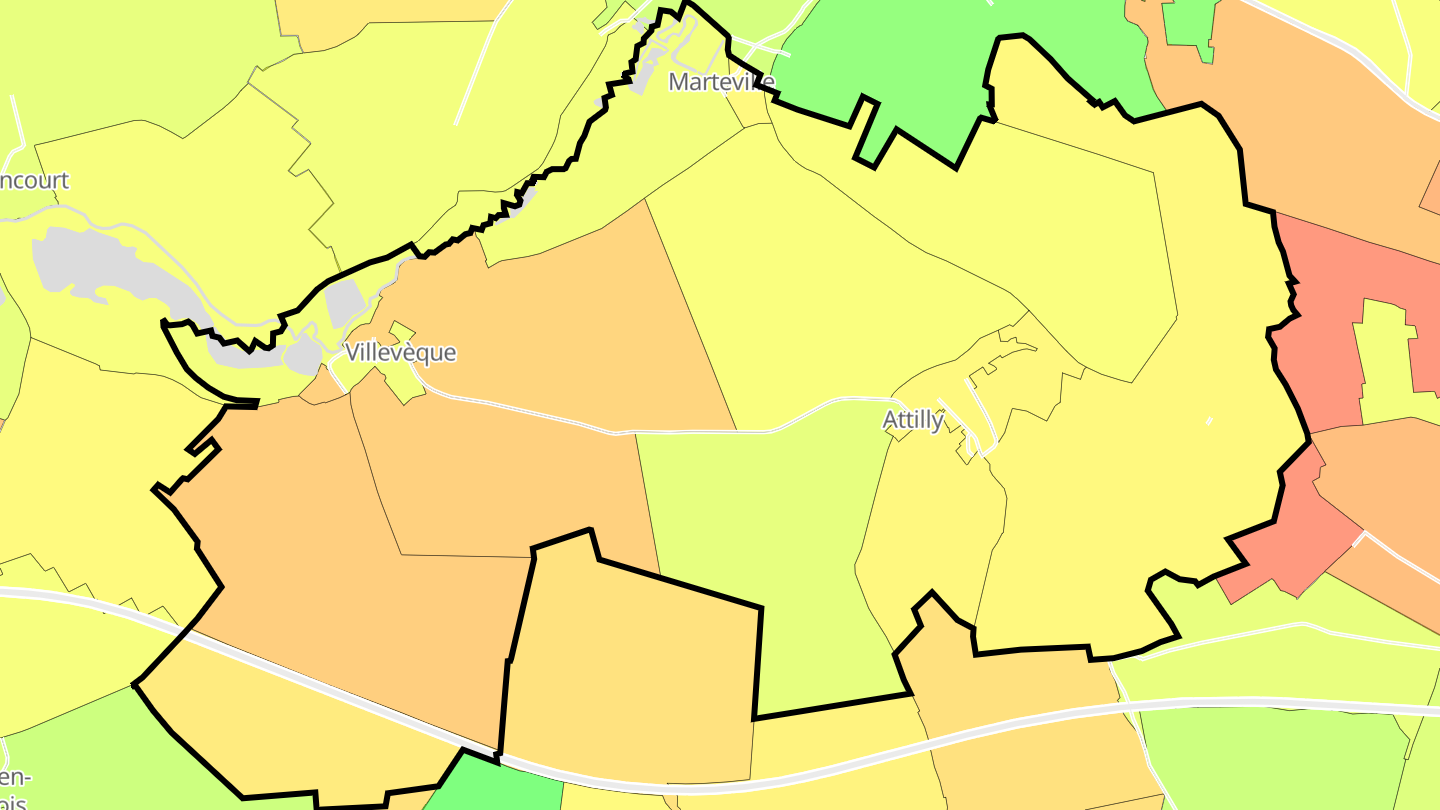 Carte des prix de l'immobilier Attilly