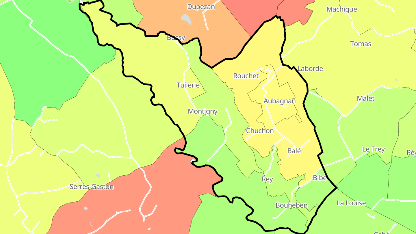 Carte des prix de l'immobilier Aubagnan