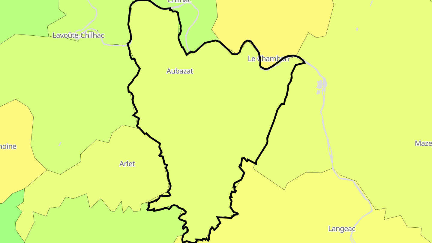 Carte des prix de l'immobilier Aubazat