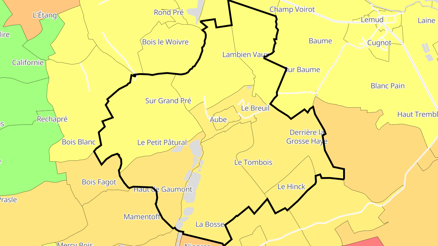 Carte des prix de l'immobilier Aube