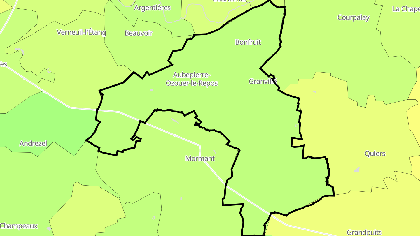 Carte des prix de l'immobilier Aubepierre-Ozouer-le-Repos