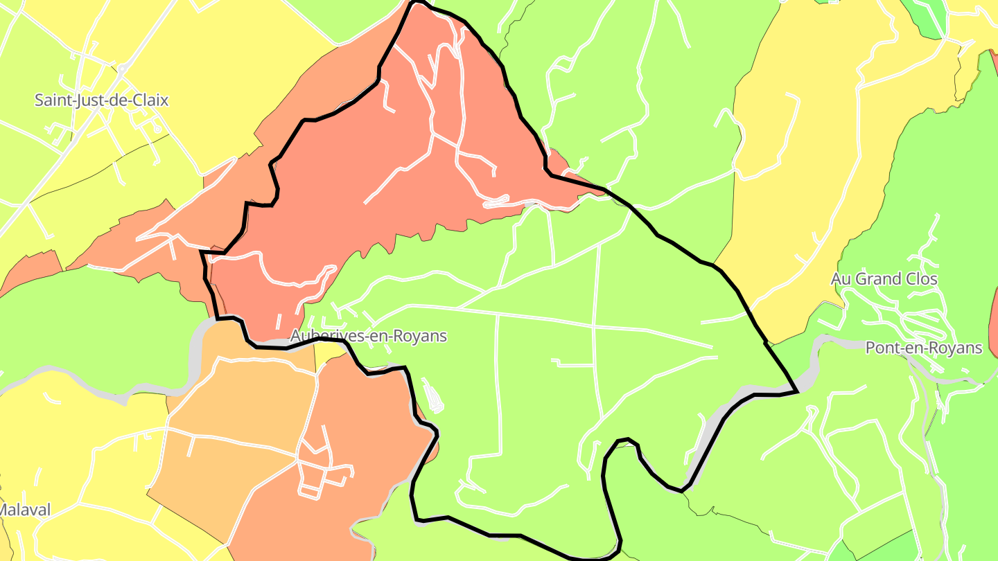 Carte des prix de l'immobilier Auberives-en-Royans