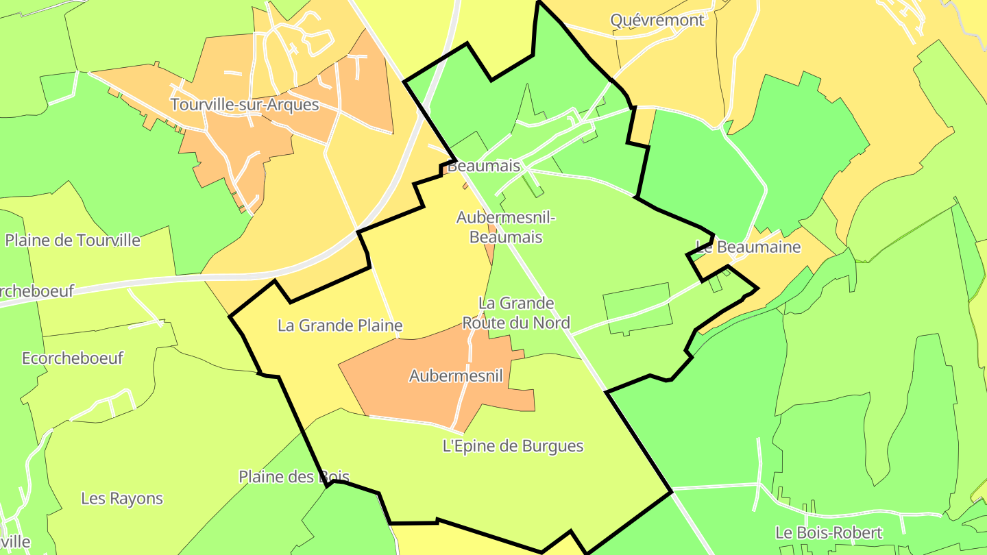 Carte des prix de l'immobilier Aubermesnil-Beaumais