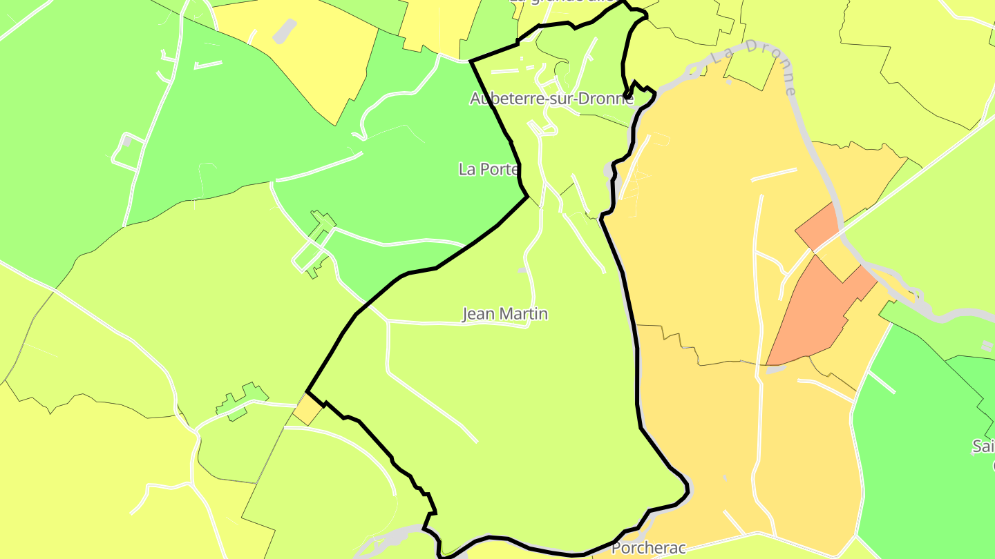 Carte des prix de l'immobilier Aubeterre-sur-Dronne