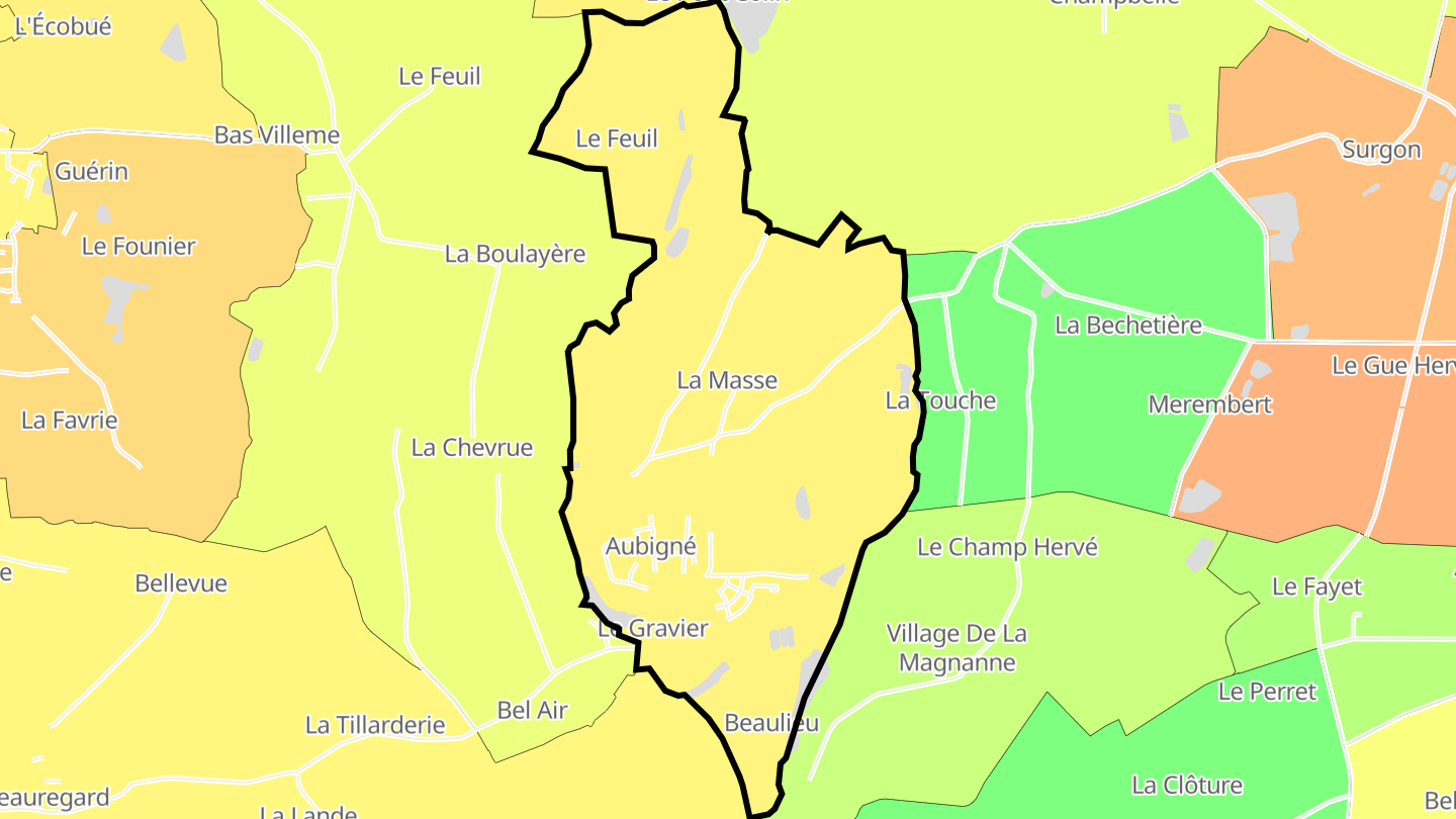Carte des prix de l'immobilier Aubigné