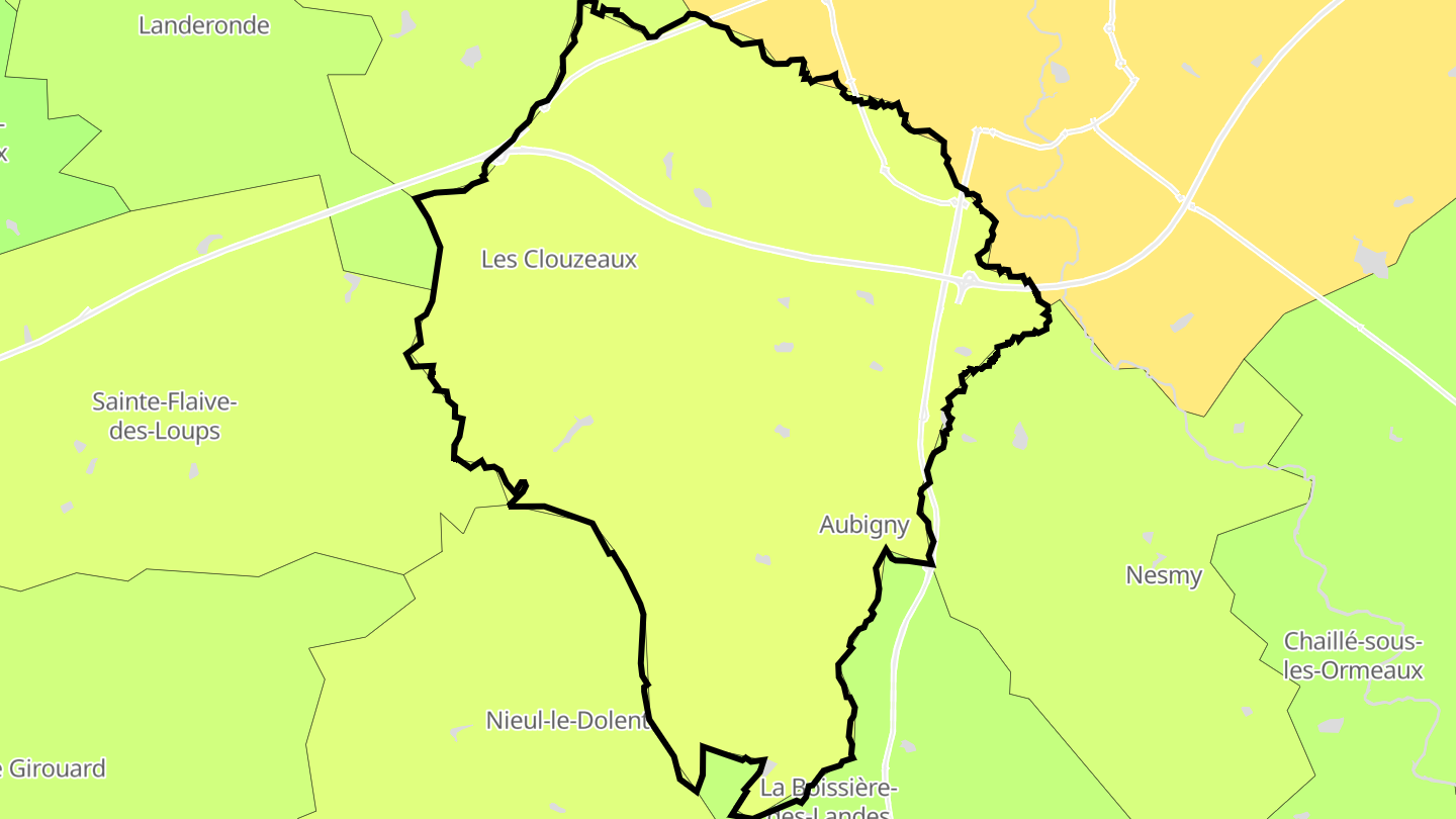 Carte des prix de l'immobilier Aubigny-Les Clouzeaux