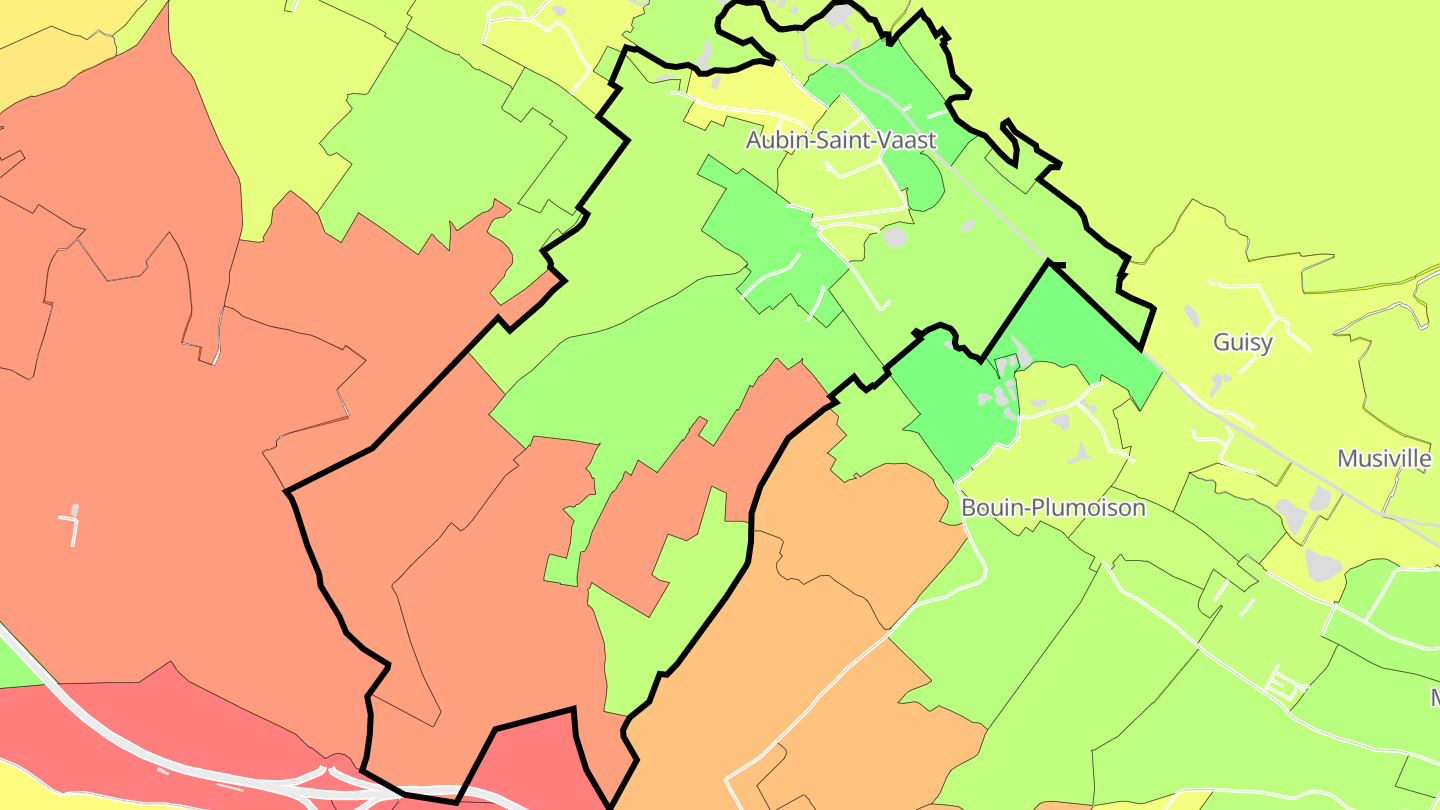 Carte des prix de l'immobilier Aubin-Saint-Vaast