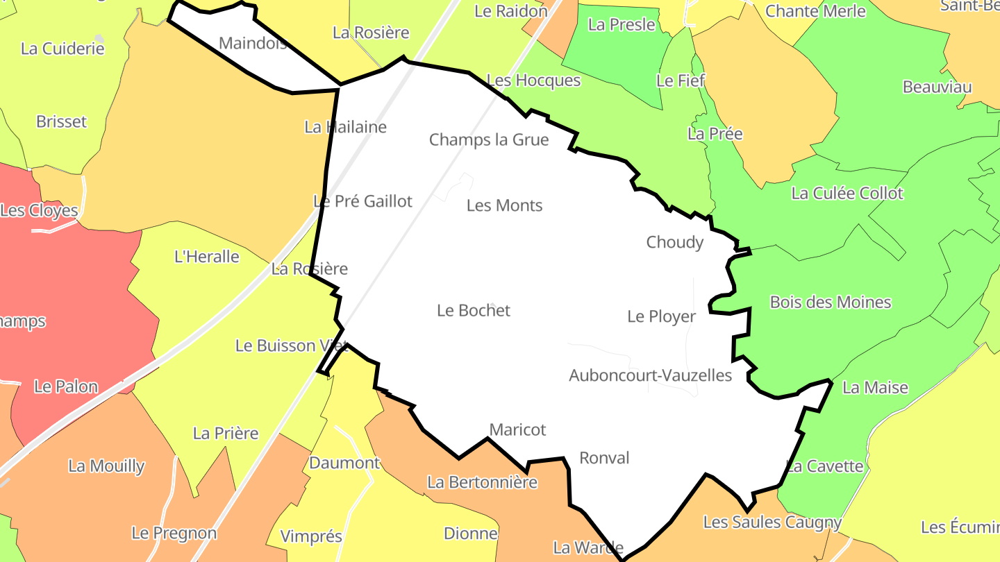 Carte des prix de l'immobilier Auboncourt-Vauzelles