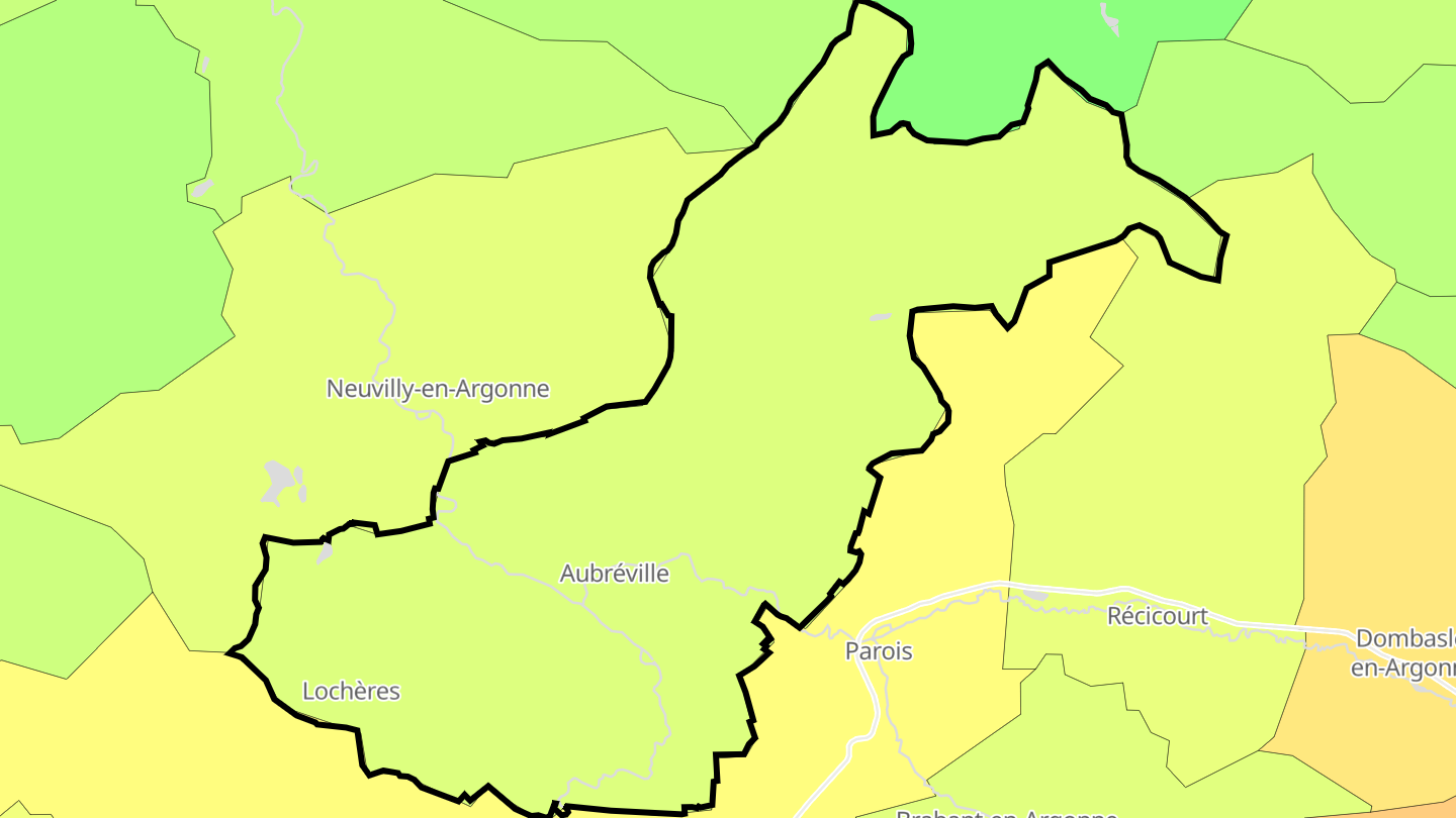 Carte des prix de l'immobilier Aubréville