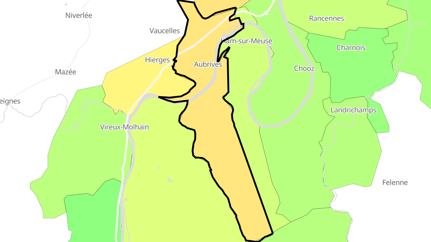 Carte des prix de l'immobilier Aubrives