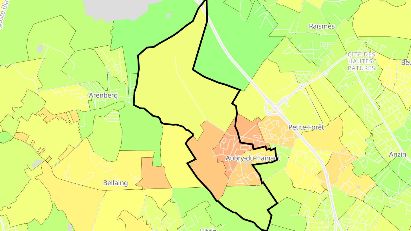 Carte des prix de l'immobilier Aubry-du-Hainaut
