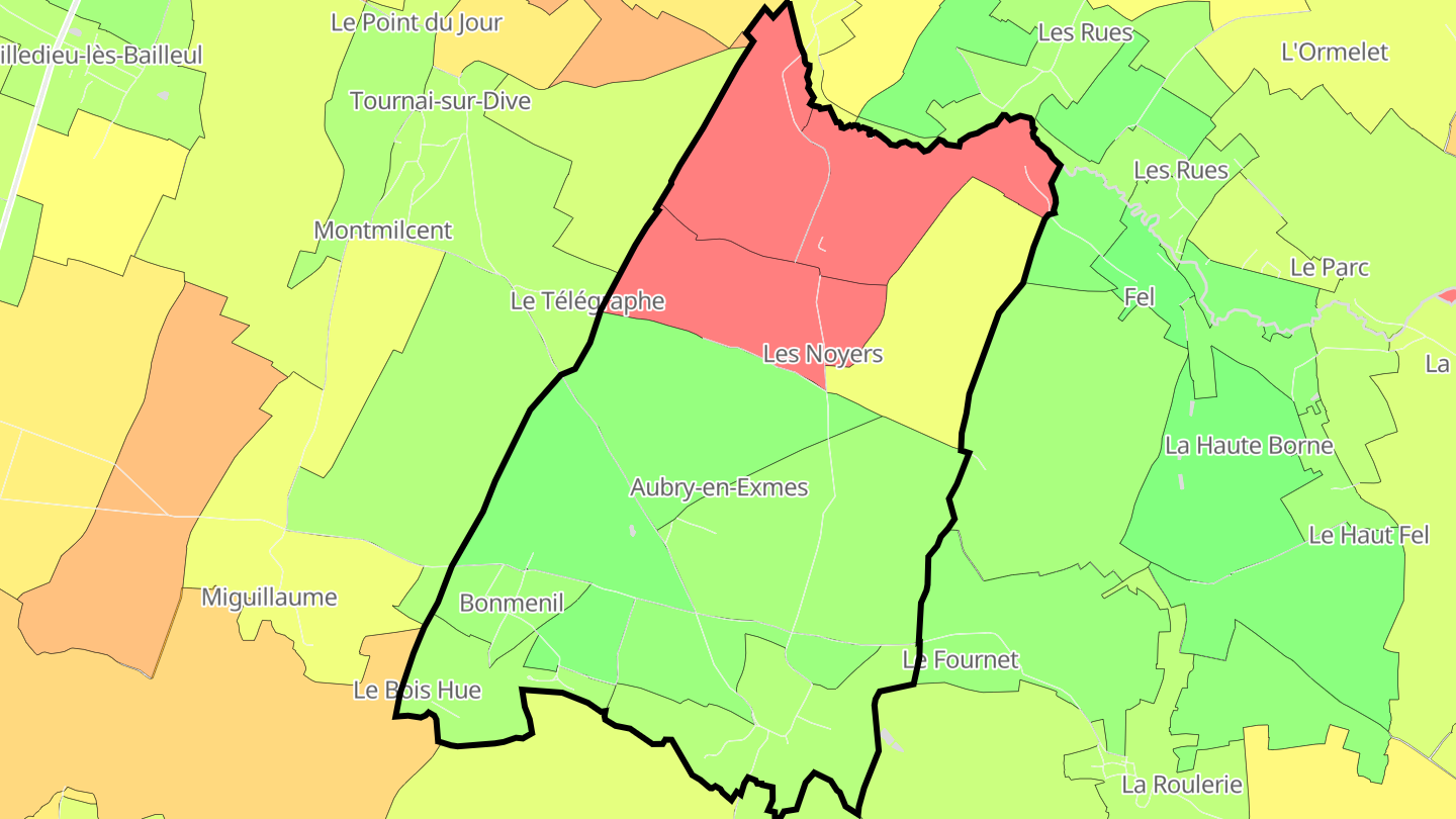 Carte des prix de l'immobilier Aubry-en-Exmes