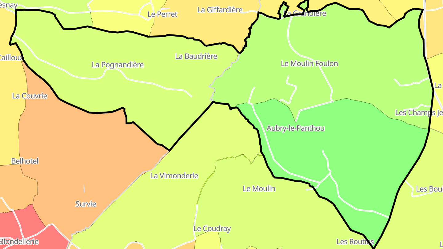 Carte des prix de l'immobilier Aubry-le-Panthou