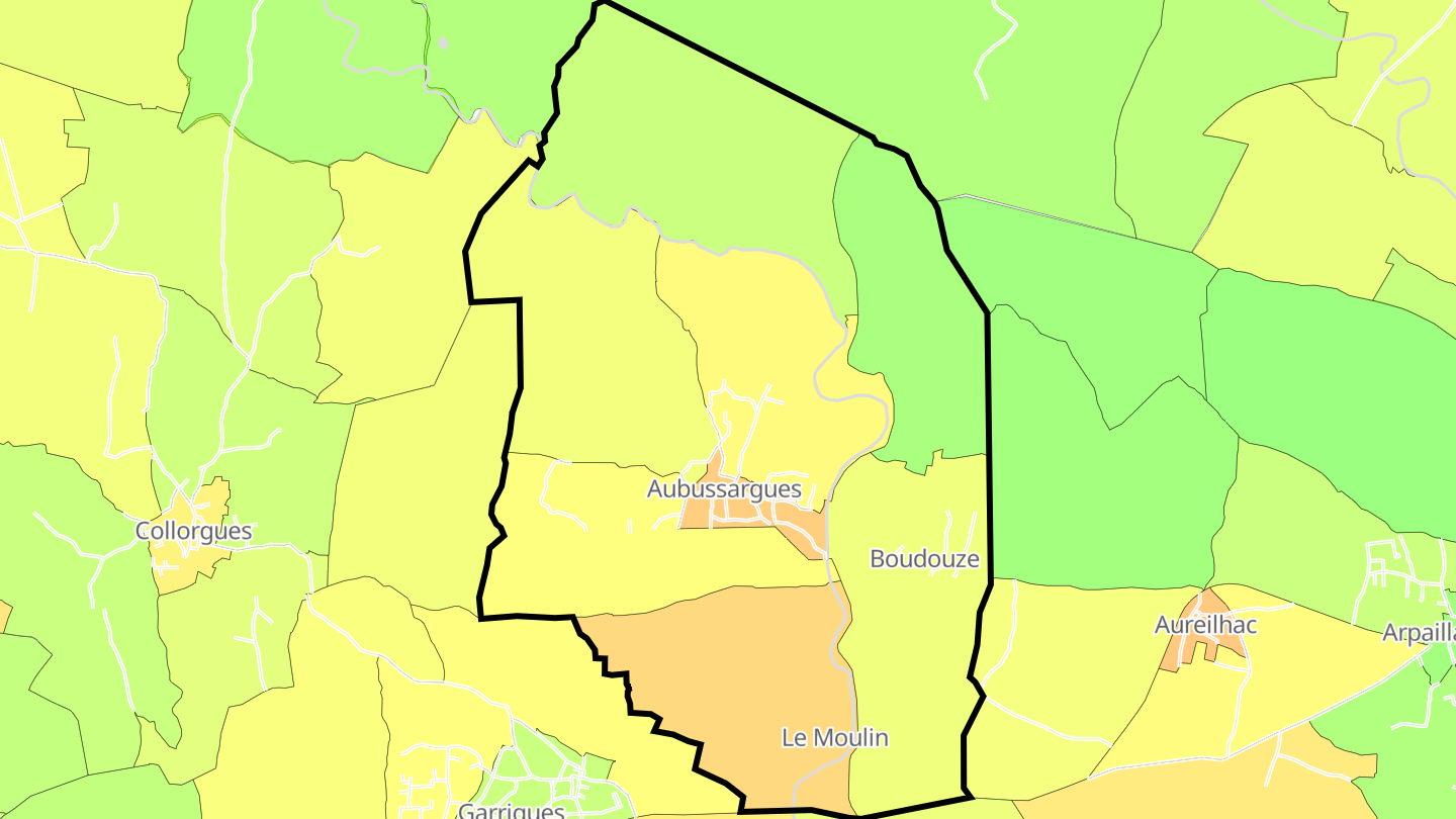 Carte des prix de l'immobilier Aubussargues