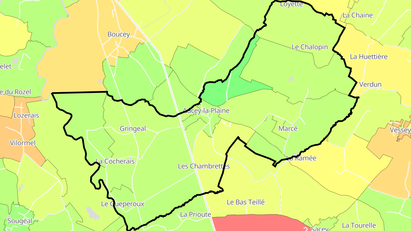 Carte des prix de l'immobilier Aucey-la-Plaine