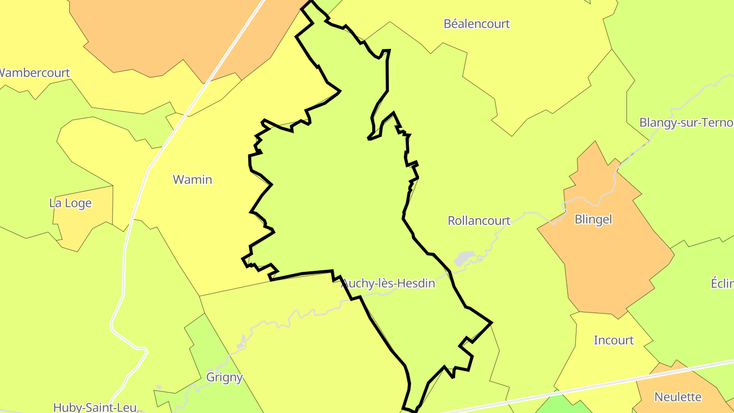 Carte des prix de l'immobilier Auchy-lès-Hesdin