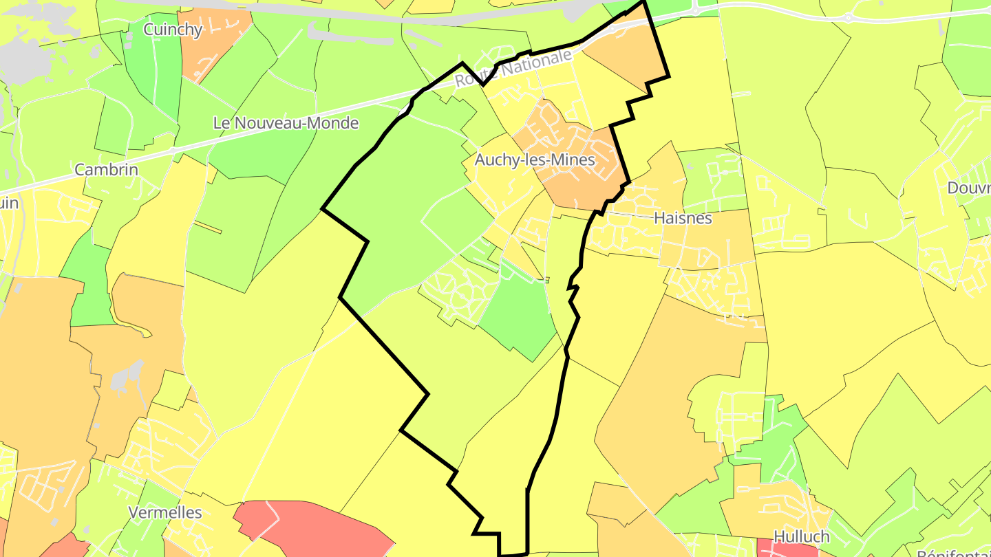 Carte des prix de l'immobilier Auchy-les-Mines
