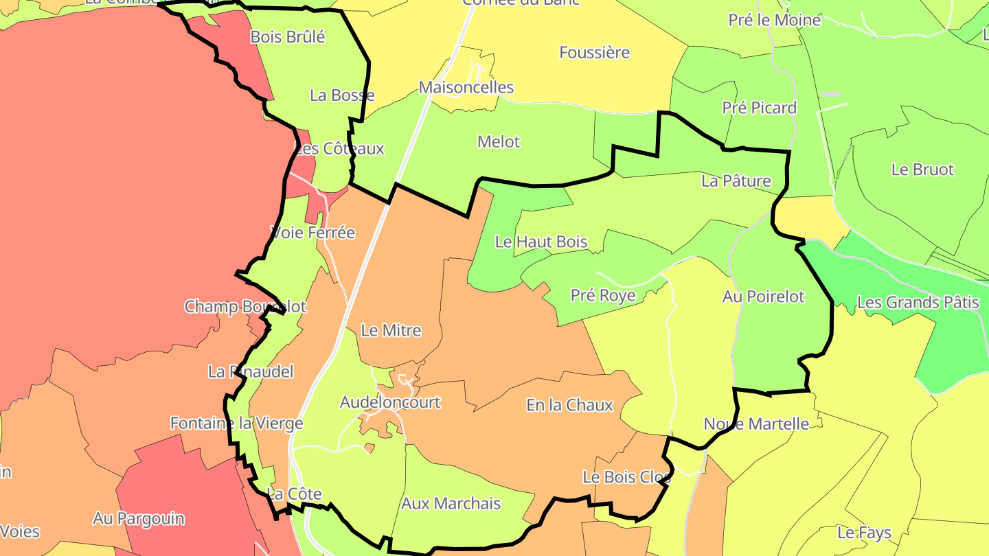 Carte des prix de l'immobilier Audeloncourt