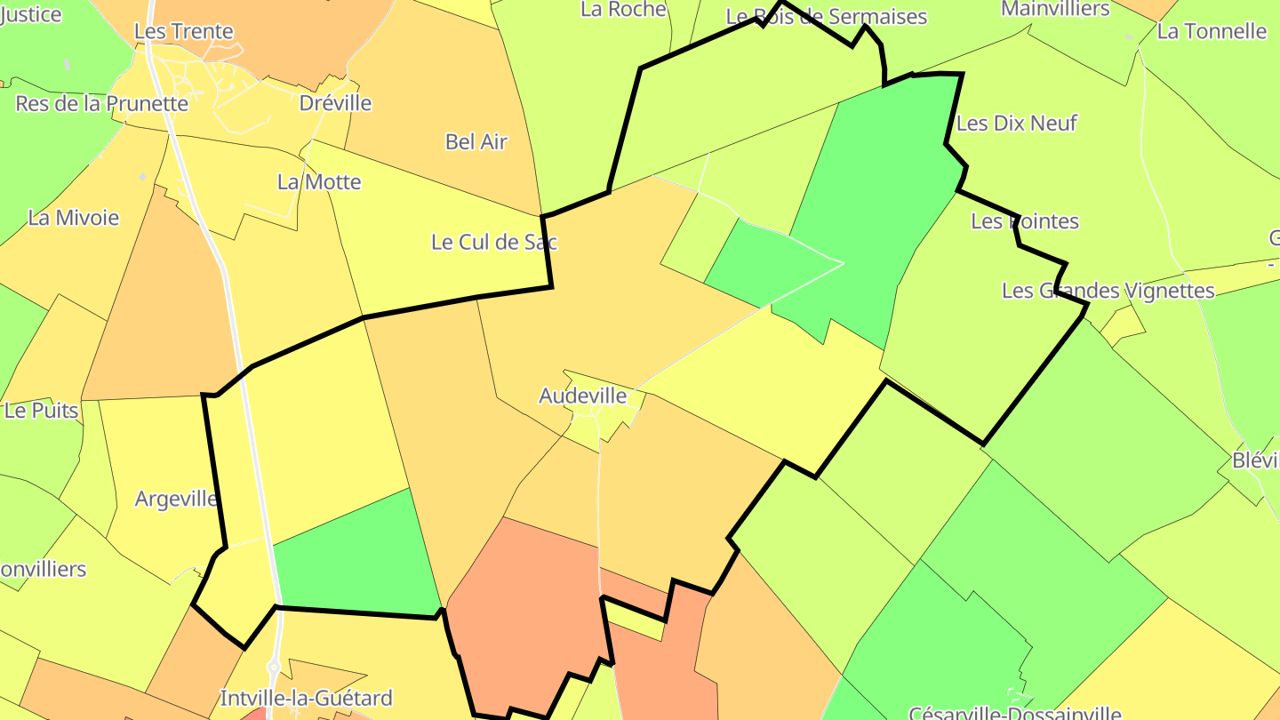 Carte des prix de l'immobilier Audeville