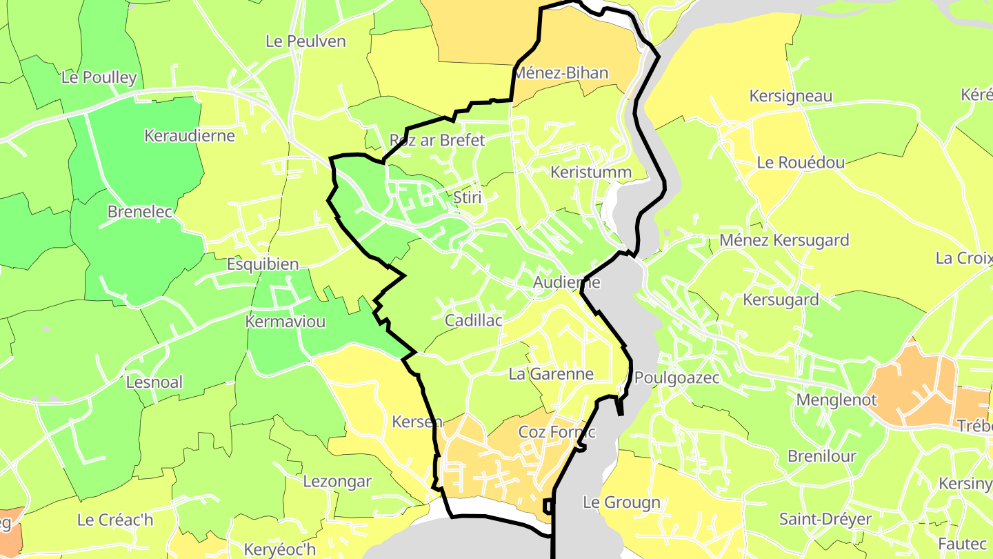 Carte des prix de l'immobilier Audierne