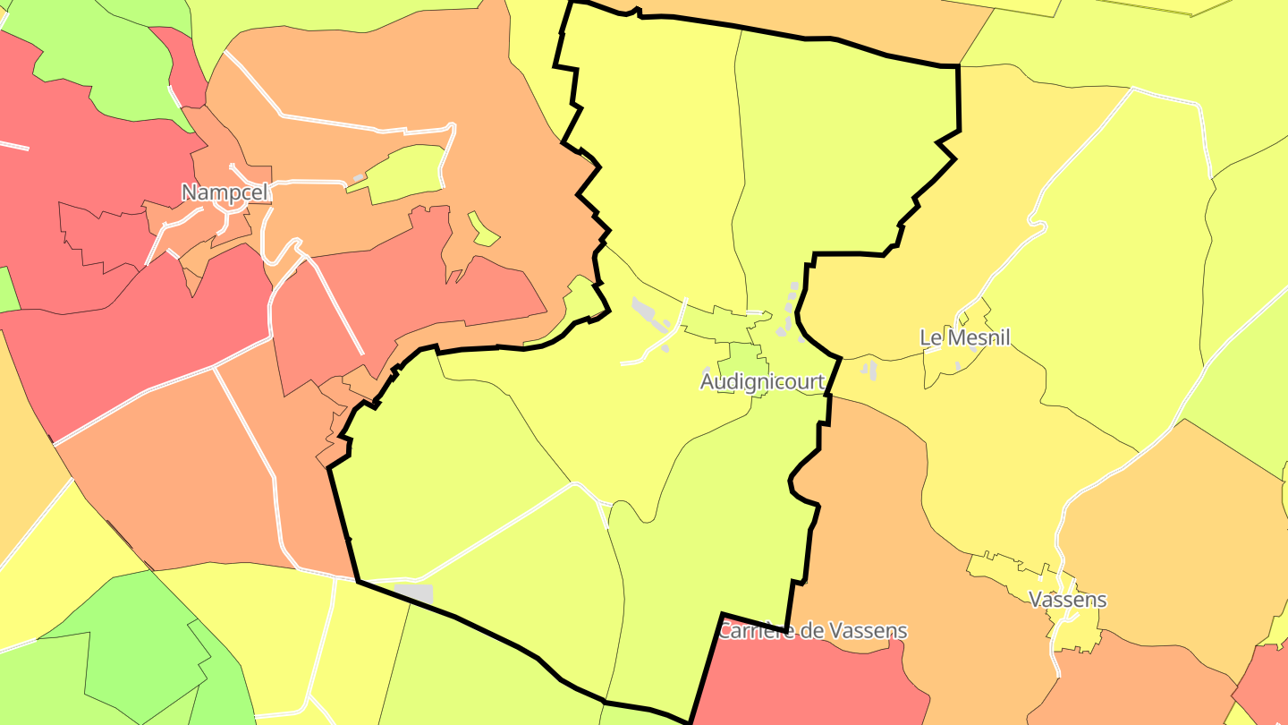 Carte des prix de l'immobilier Audignicourt