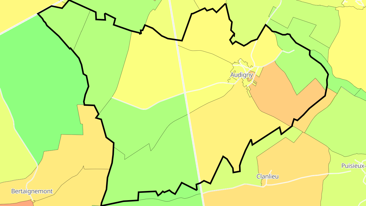 Carte des prix de l'immobilier Audigny
