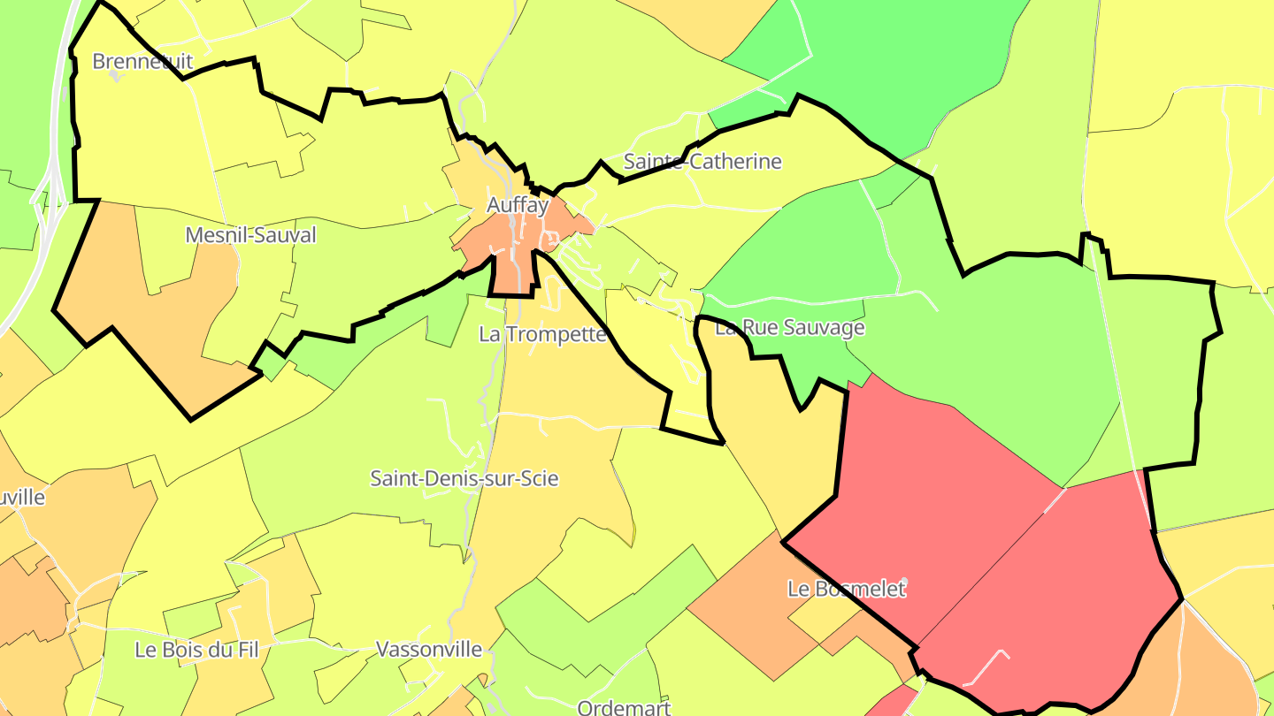 Carte des prix de l'immobilier Auffay
