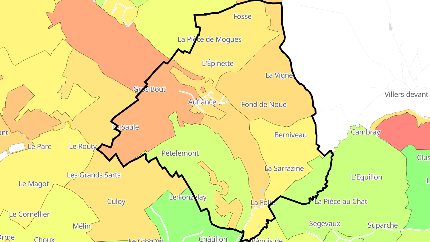Carte des prix de l'immobilier Auflance