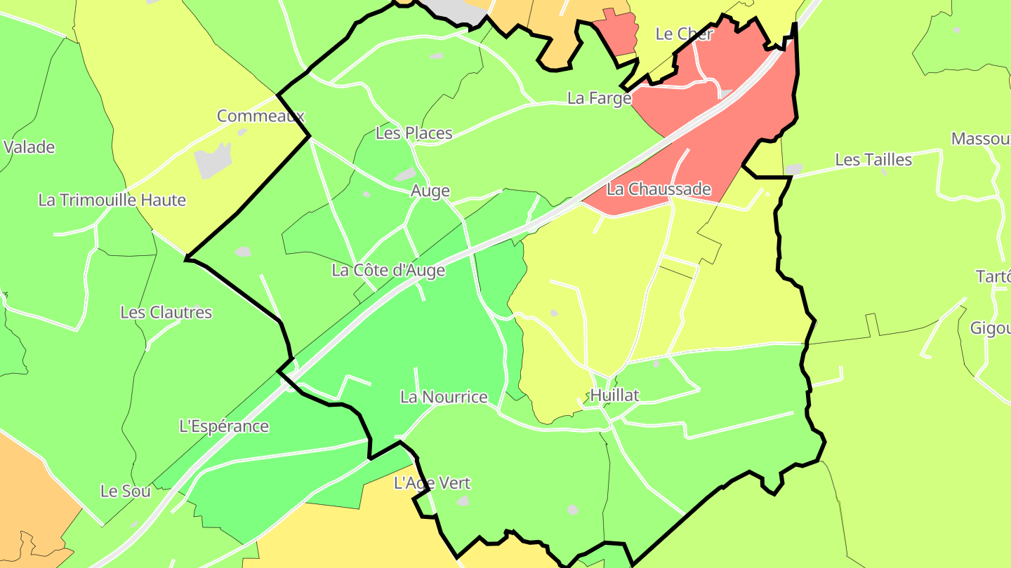 Carte des prix de l'immobilier Auge