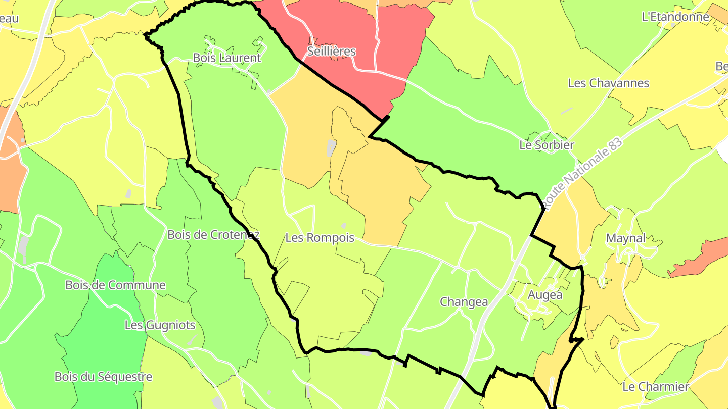 Carte des prix de l'immobilier Augea