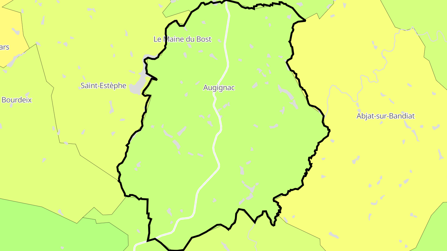 Carte des prix de l'immobilier Augignac