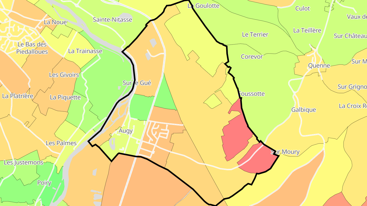 Carte des prix de l'immobilier Augy