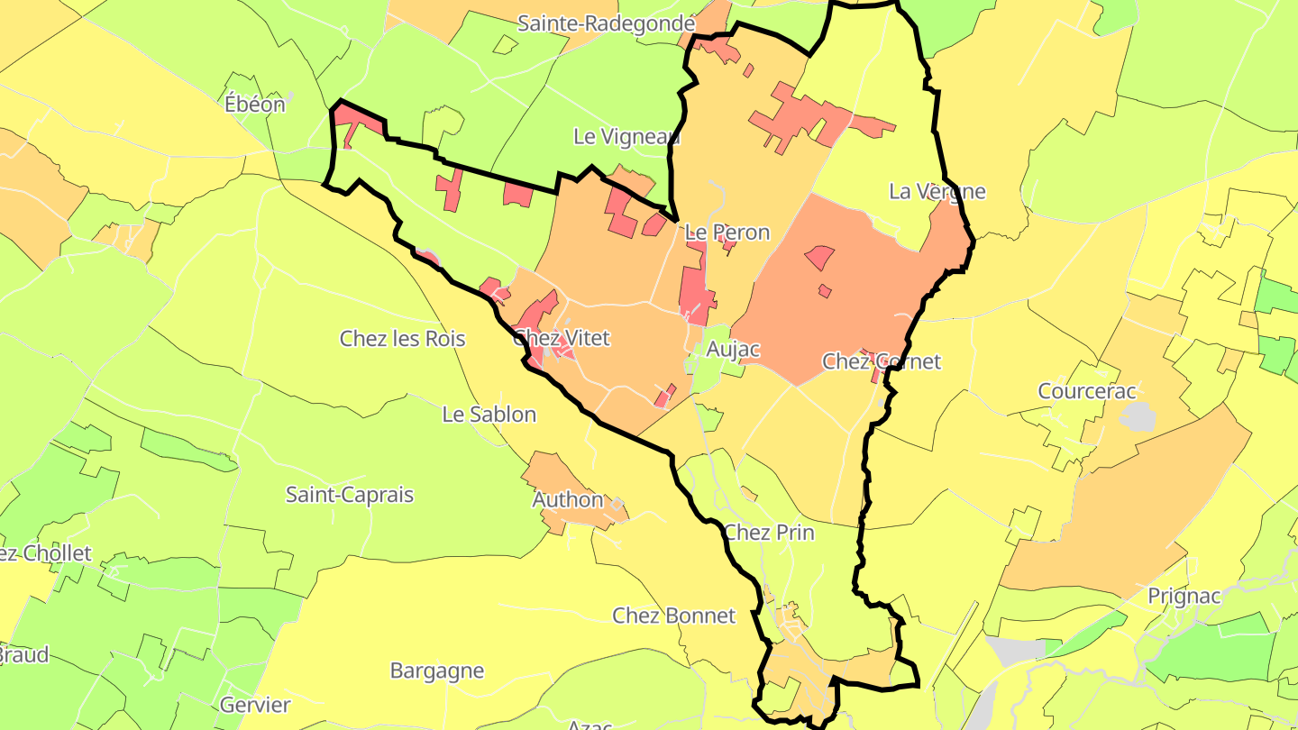 Carte des prix de l'immobilier Aujac