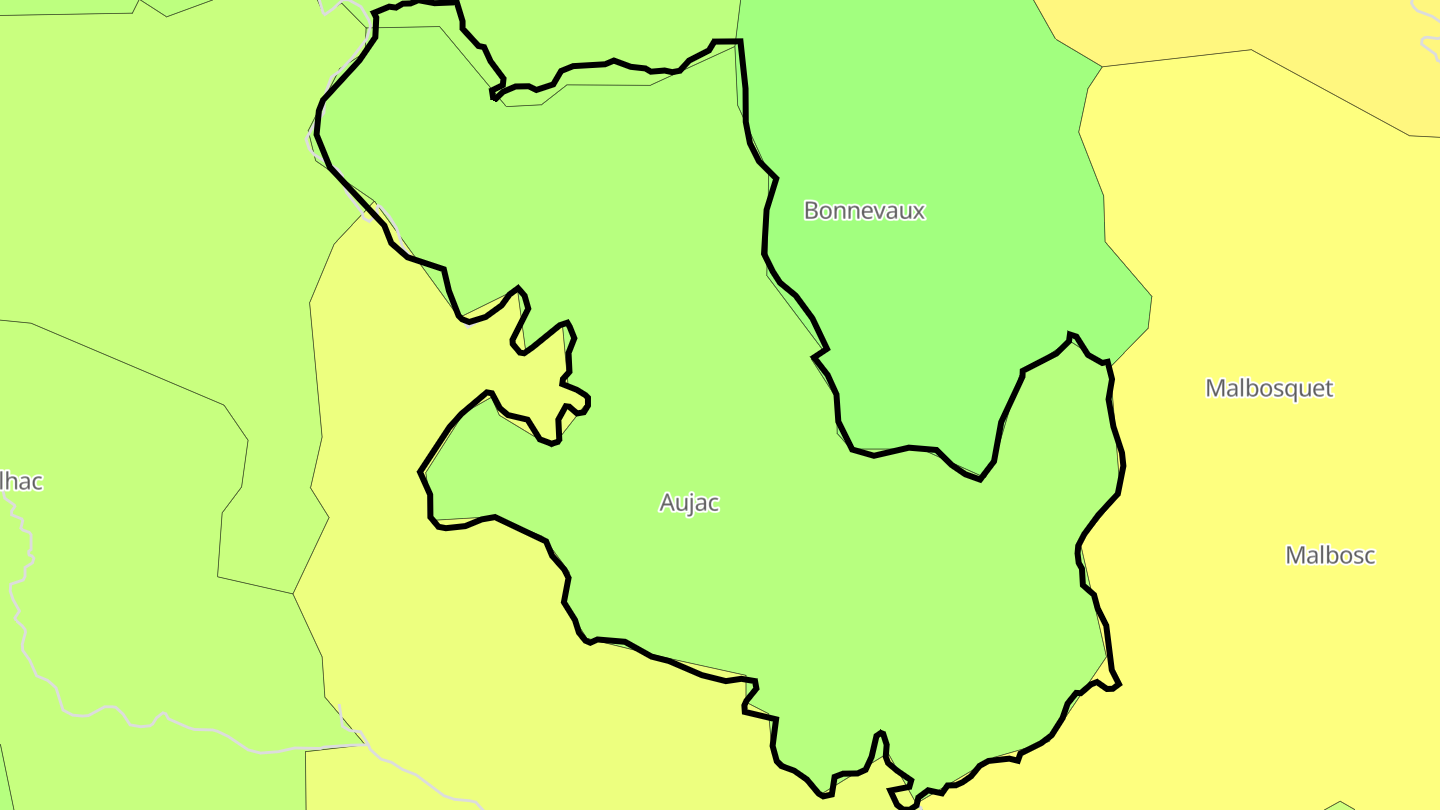 Carte des prix de l'immobilier Aujac