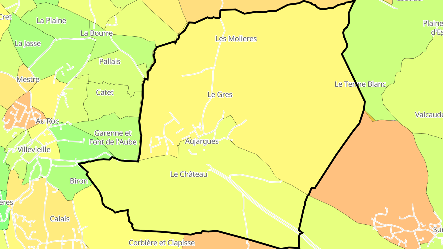 Carte des prix de l'immobilier Aujargues