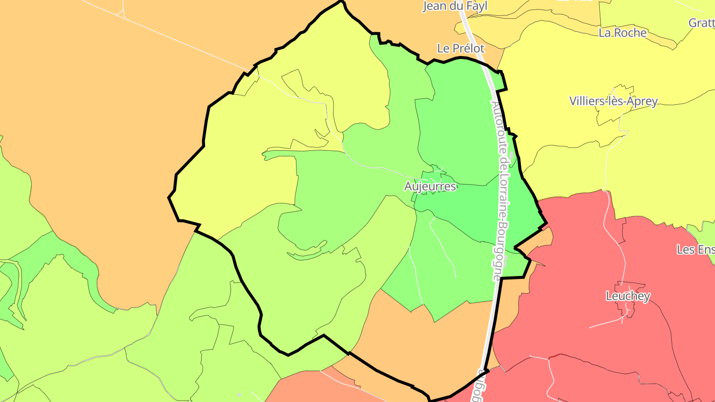 Carte des prix de l'immobilier Aujeurres
