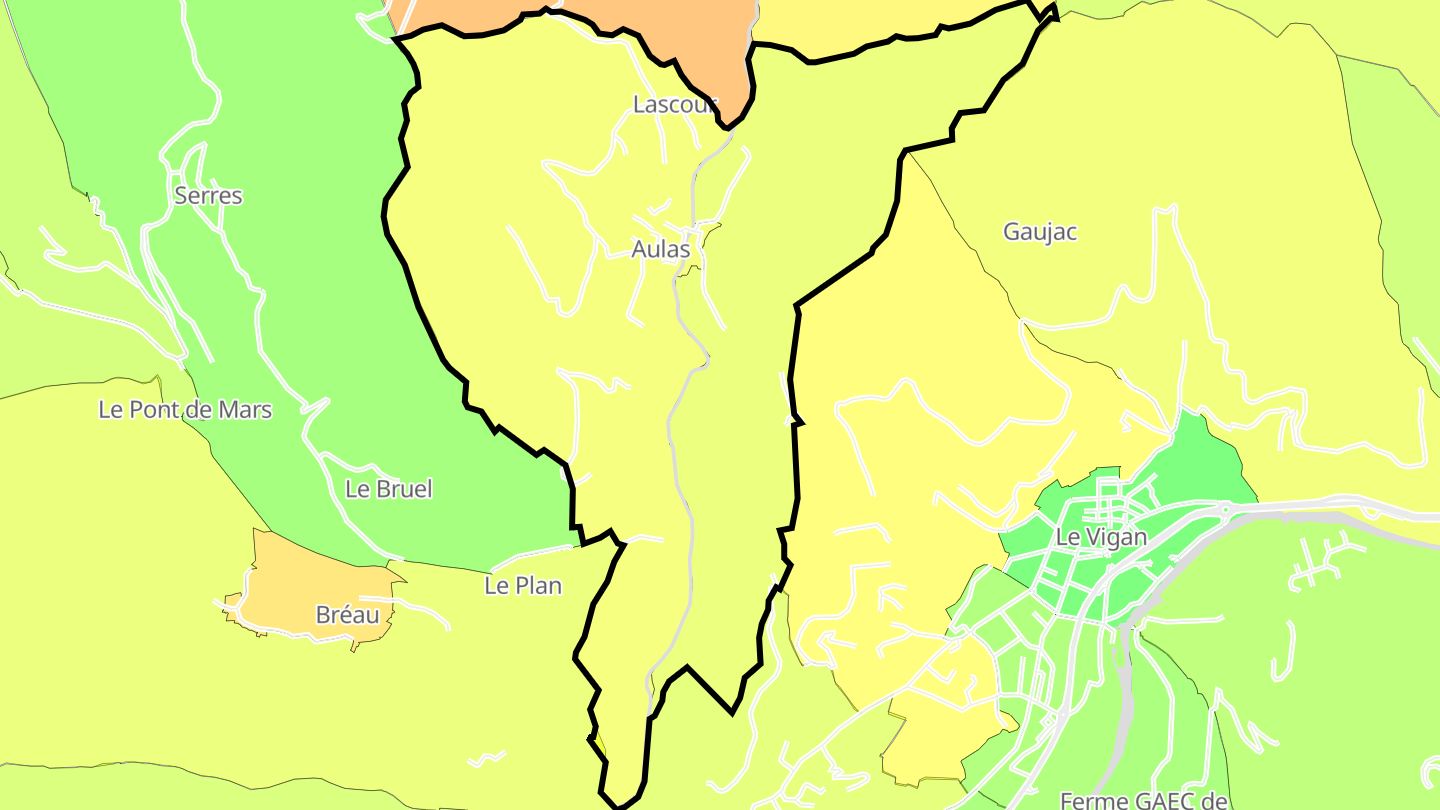 Carte des prix de l'immobilier Aulas