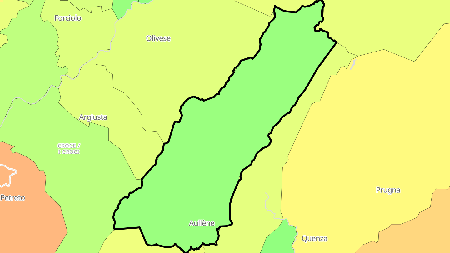 Carte des prix de l'immobilier Aullène