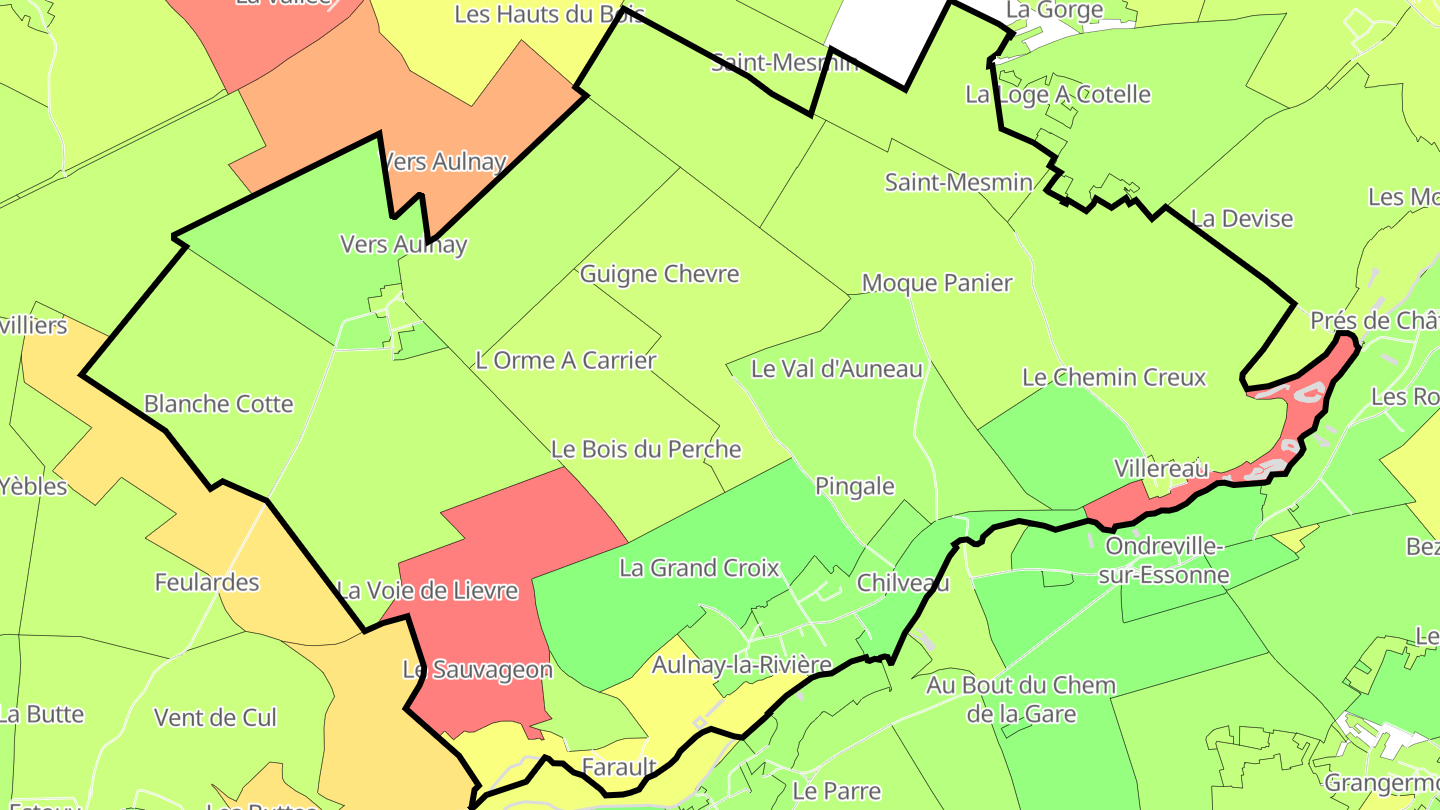 Carte des prix de l'immobilier Aulnay-la-Rivière