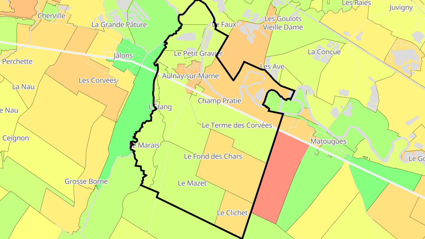 Carte des prix de l'immobilier Aulnay-sur-Marne
