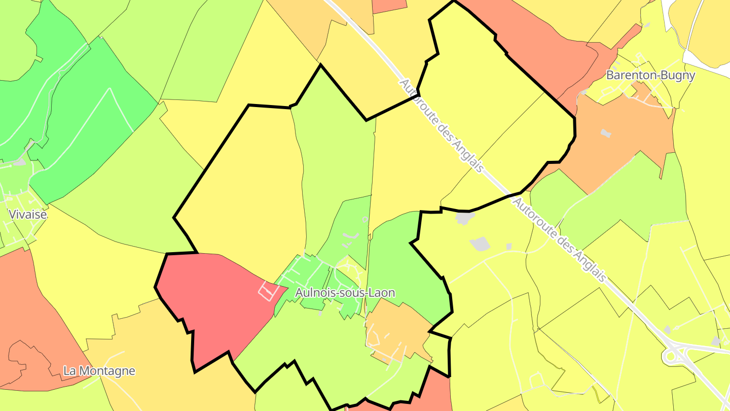 Carte des prix de l'immobilier Aulnois-sous-Laon
