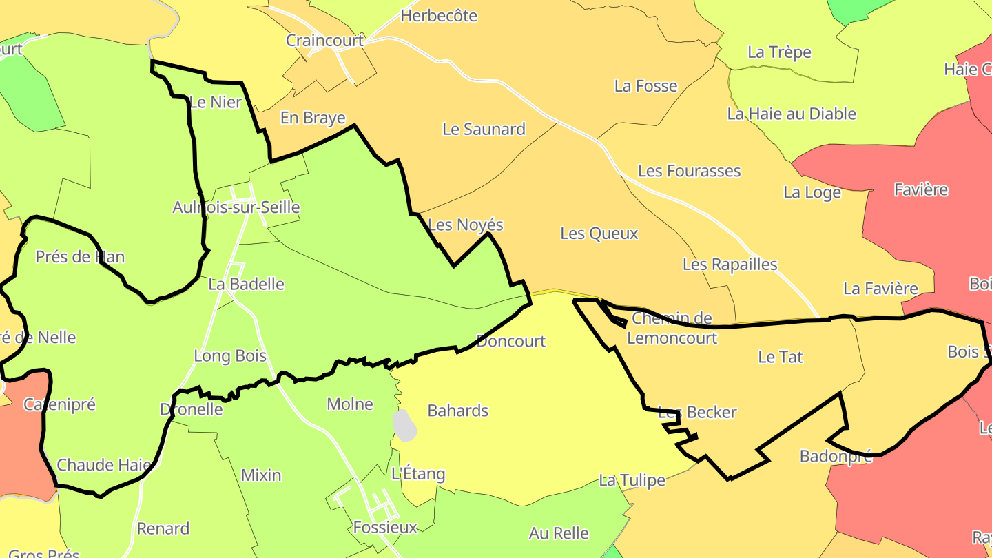 Carte des prix de l'immobilier Aulnois-sur-Seille