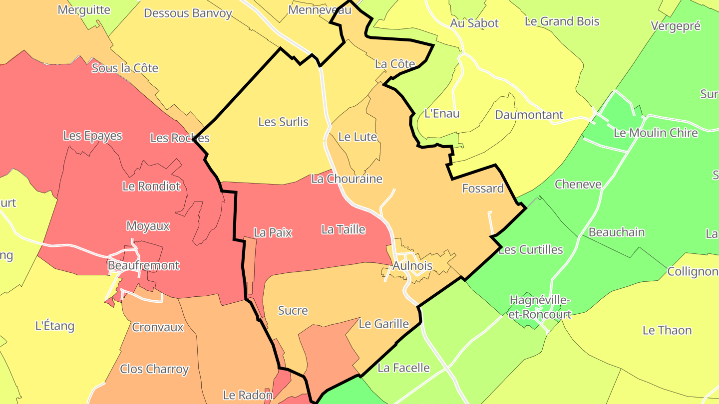 Carte des prix de l'immobilier Aulnois
