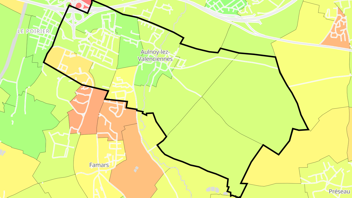 Carte des prix de l'immobilier Aulnoy-lez-Valenciennes