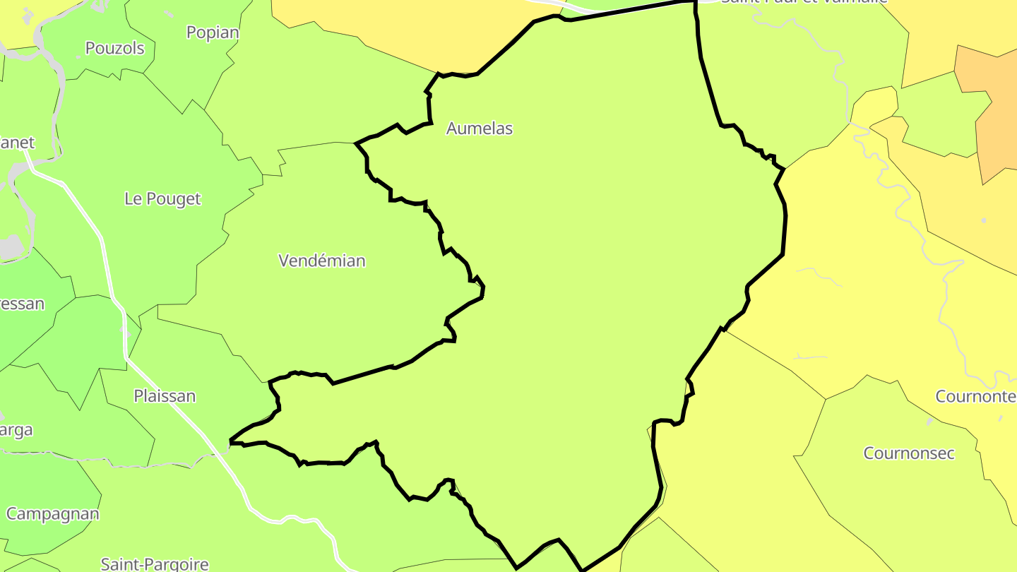 Carte des prix de l'immobilier Aumelas