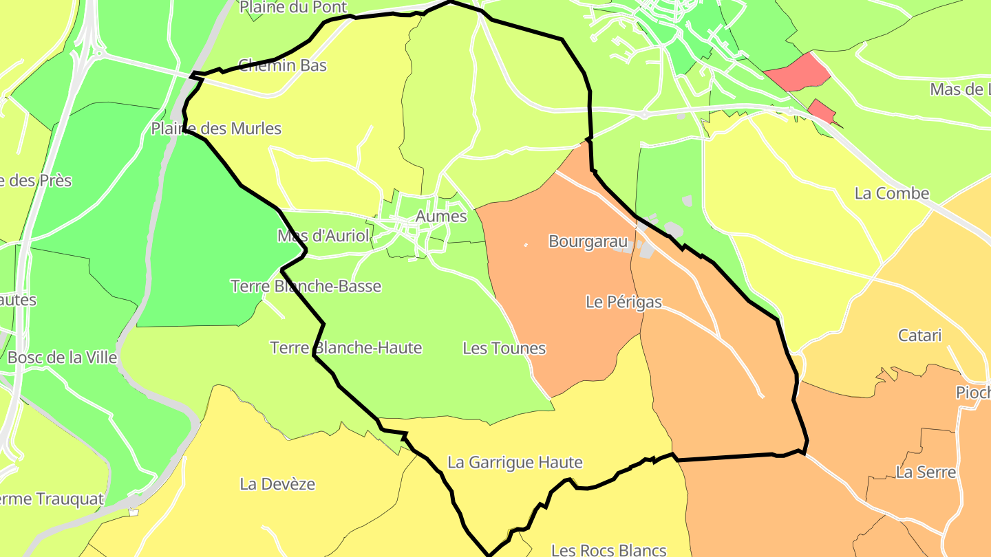 Carte des prix de l'immobilier Aumes